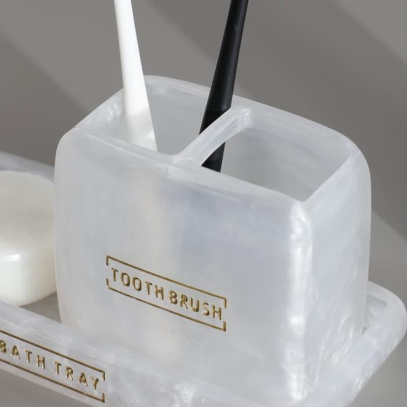 Conjunto de Banheiro 3 Peças Lenogue (Dispenser de Sabonete Líquido, Porta Escova de Dentes, Bandeja Organizadora)