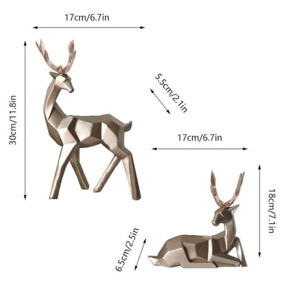 Decoração de Mesa de Resina Estátua Cervo 2 Peças Lenogue