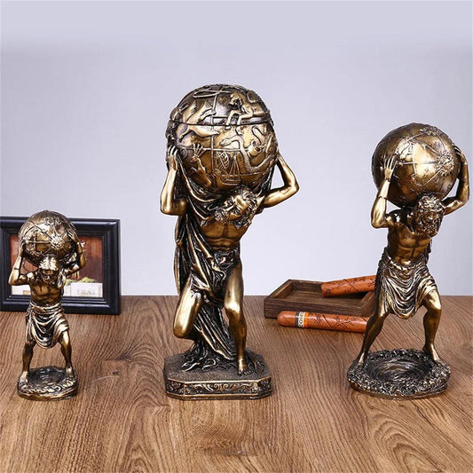 Decoração Vintage de Titãs Estátua de Atlas Grego Mitológico Lenogue